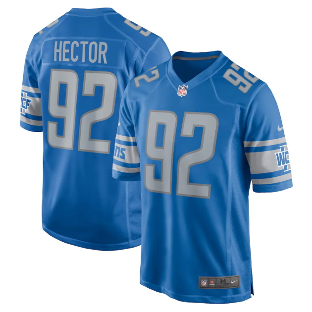 mens nike bruce hector blue detroit lions player game jersey